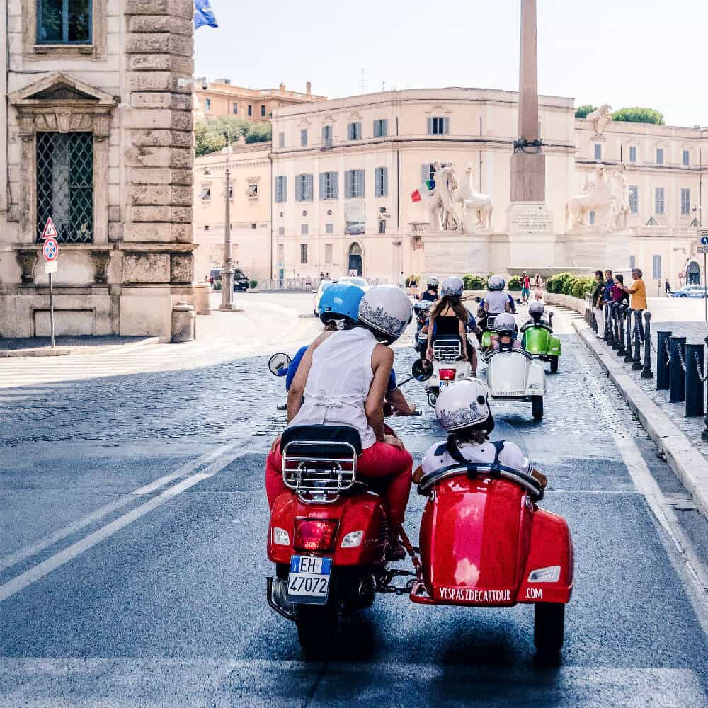 vespa sidecar tour in rome with gourmet gelato stop