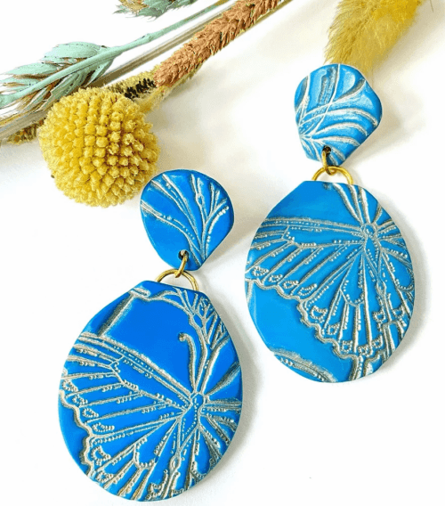 Blue Skies and Butterflies Teardrop Statement Earrings