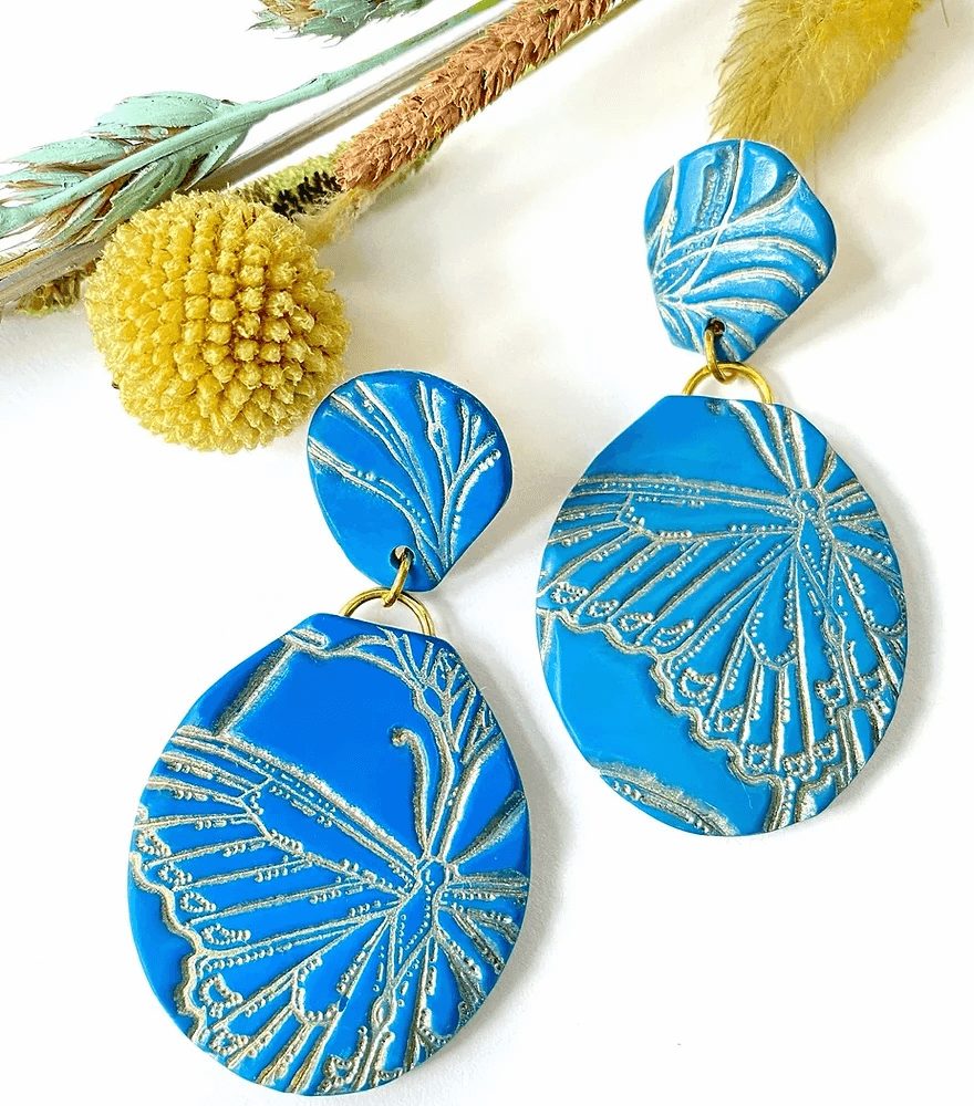 Blue Skies and Butterflies Teardrop Statement Earrings