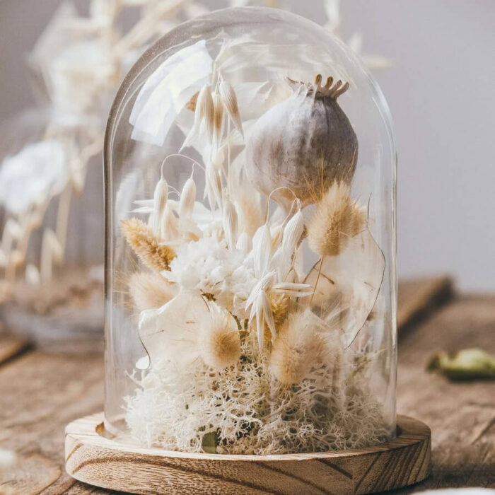 Glass dome with stabilized flowers M