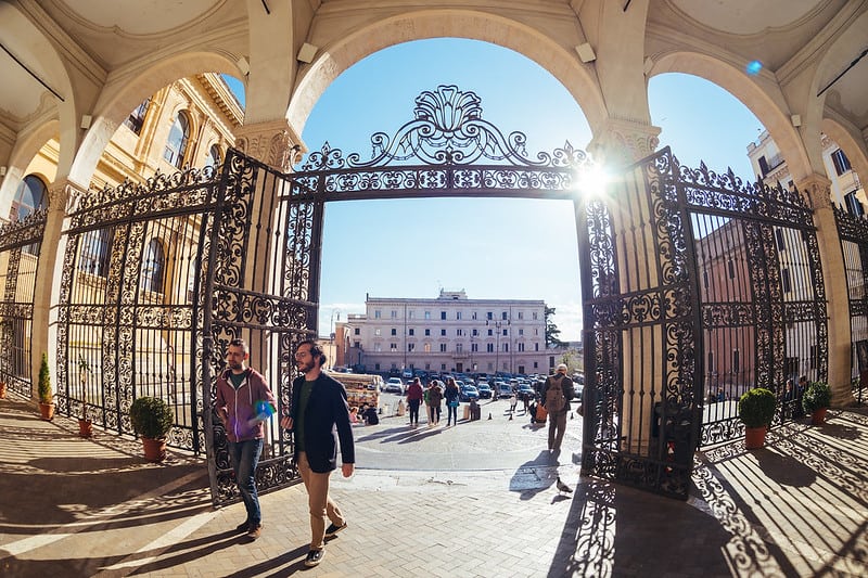 The entrance of San Pietro in Vincoli Church in Rome