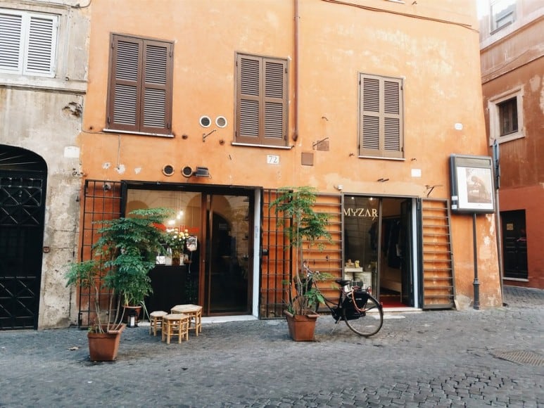 Myzar is a uniquely divine concept store located at 73 Via Giulia. It holds a mixture of works of art from budding artists and showcases a remarkable collection from designers all over Europe. Definitely a must-visit!
