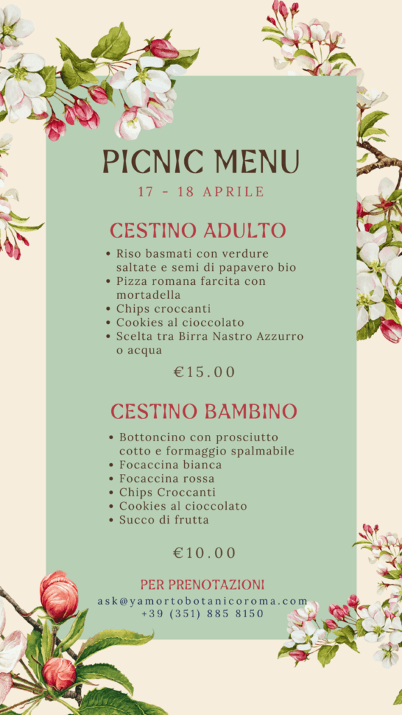 menu picnic orto botanico