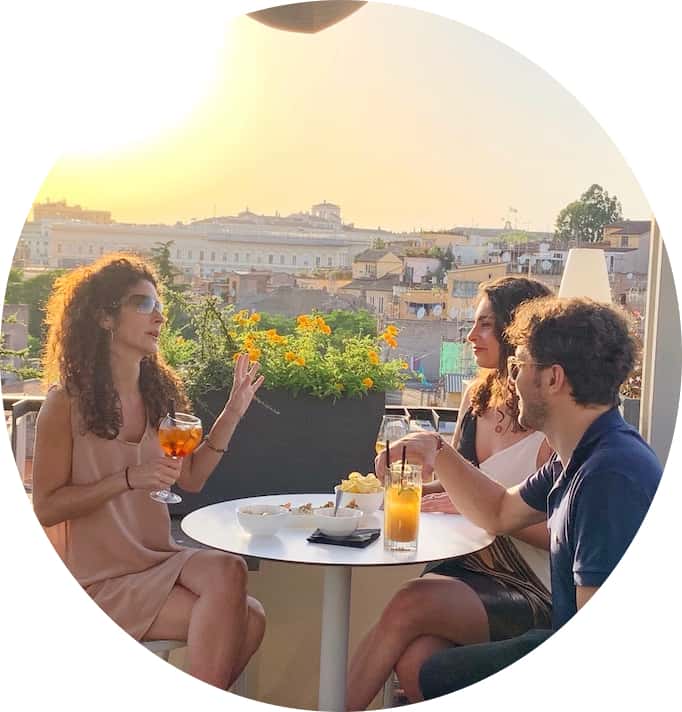 aperitivo al tramonto in terrazza a roma