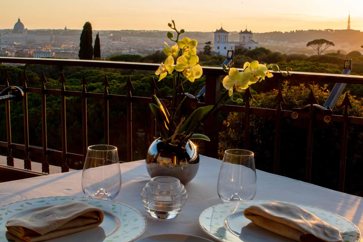 Mirabelle roof garden restaurant and cocktail bar in Rome